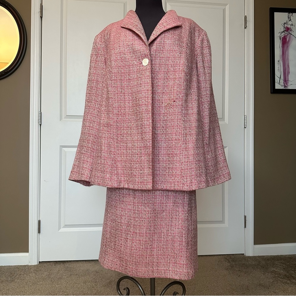 Sag Harbor Pink Tweed Skirt Set
